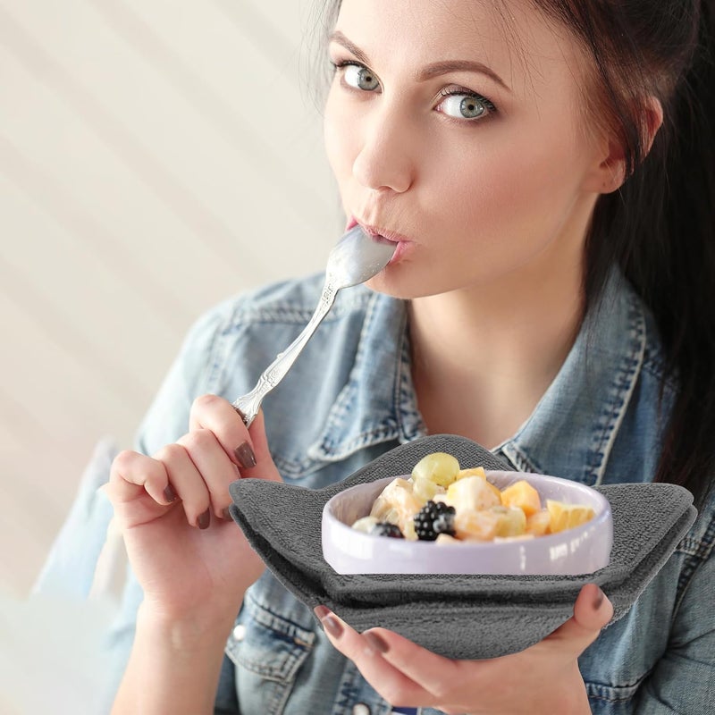 ULVEOL مجموعة 2X رمادي 7 بوصة × 4 بوصة حوامل الأطباق حوامل حساء ساخن من البوليستر لأدوات المطبخ وعاء ساخن وأطباق حساء يابانية آمنة في الميكروويف حوامل أطباق متعددة الاستخدامات مقاومة للحرارة - Image 3