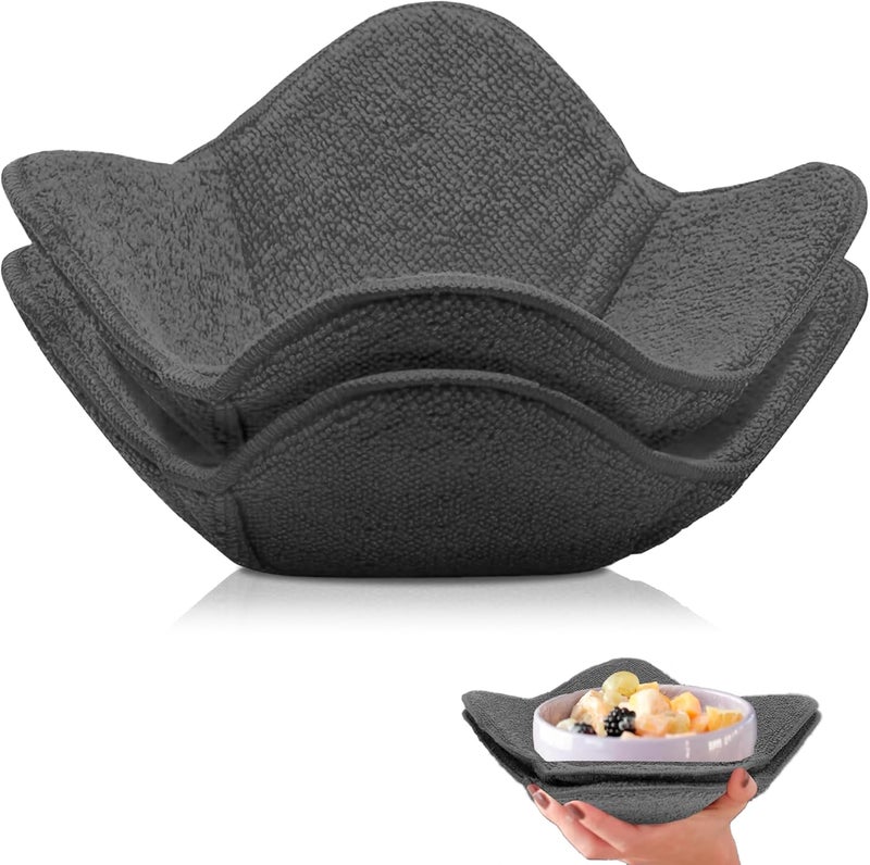 ULVEOL مجموعة 2X رمادي 7 بوصة × 4 بوصة حوامل الأطباق حوامل حساء ساخن من البوليستر لأدوات المطبخ وعاء ساخن وأطباق حساء يابانية آمنة في الميكروويف حوامل أطباق متعددة الاستخدامات مقاومة للحرارة - Image 1