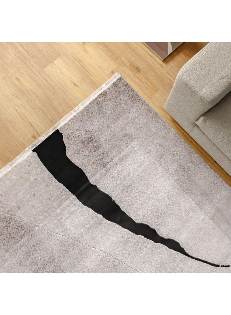DANUBE HOME Galleria Modern Abstract Patterned Rug  Polypropylene + Polyester Area Rug L340xW240cm - Grey/Black - Image 1