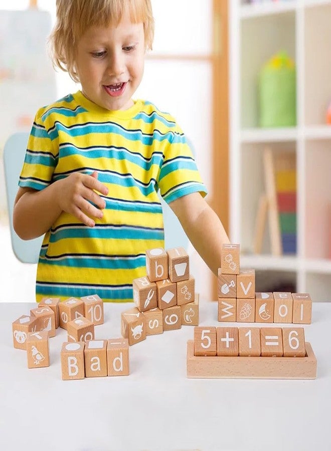 ANWoRLeT Wooden Blocks,28 ABC Building Blocks,Wooden Alphabet Baby Blocks,Counting & Building Block Set,Blocks Toys for 3+ Year Old,1.18inch,Gifts - Image 5