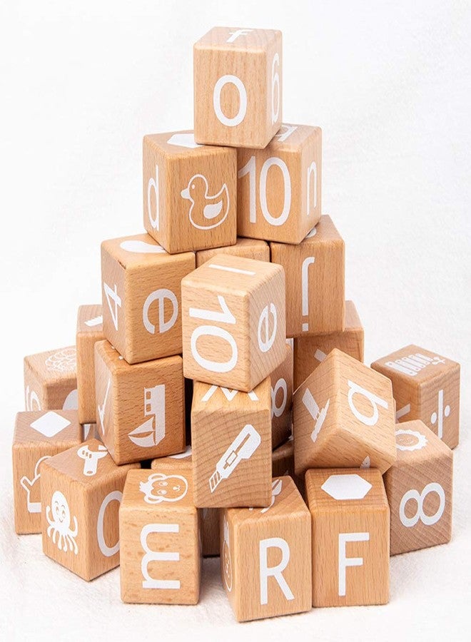 ANWoRLeT Wooden Blocks,28 ABC Building Blocks,Wooden Alphabet Baby Blocks,Counting & Building Block Set,Blocks Toys for 3+ Year Old,1.18inch,Gifts - Image 1