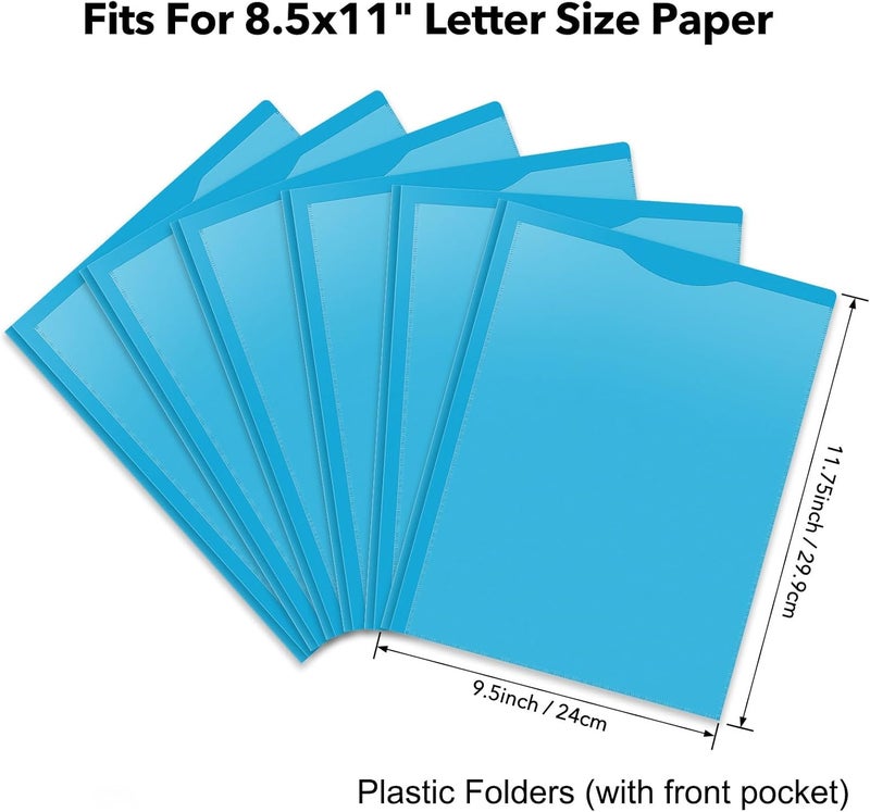 BAOFALI 12 Pack A4 Pocket Plastic Folder 2 Pockets and 3 Prongs 2 Card Slots, Durable, Tear-Resistant Heavy Duty Pocket Folders with Prongs, Colored Prong Folders for Schoolwork & Officer - Image 3