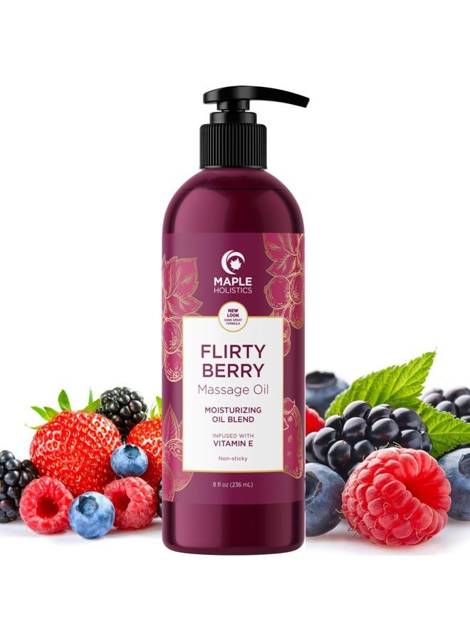Maple Holistics Berry Sensual Massage Oil for Couples - Fun and Fruity Full Body Massage Oil for Date Night with Smooth Gliding Coconut and Sweet Almond Oil with Tempting Berry Scent - Non GMO Gluten Free and Vegan - Image 1