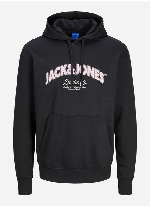 Logo Print Hoodie with Front Pocket