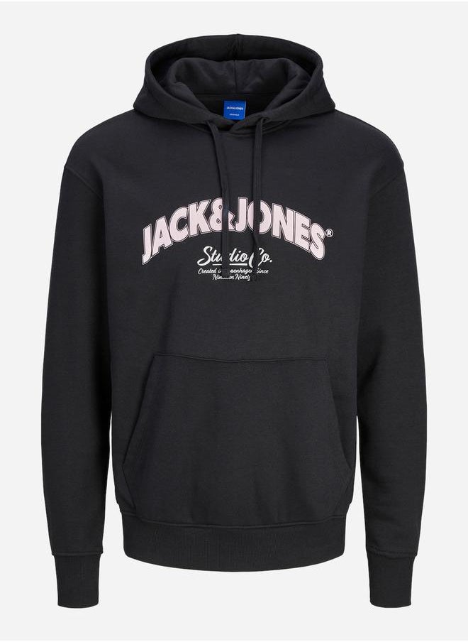 JACK & JONES - Logo Print Hoodie with Front Pocket - Image 1