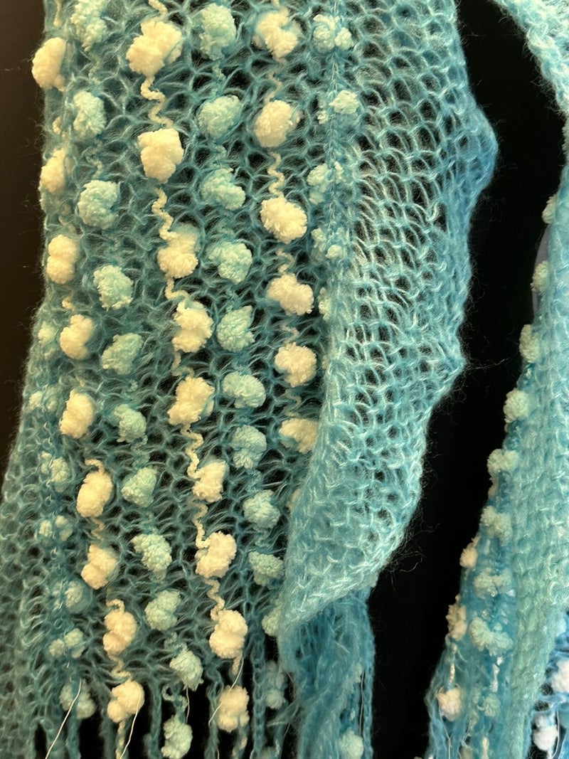 Gönülden Tasarım Hand Knitted Velvet Pompom Design Women's Shawl Scarf 175X35 cm  - Image 2