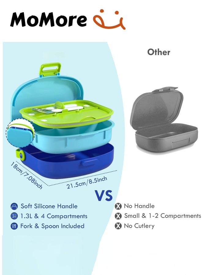 Momore Baby Leak Proof Bento Lunch Box With Handle, 1300 Ml Green - Image 2
