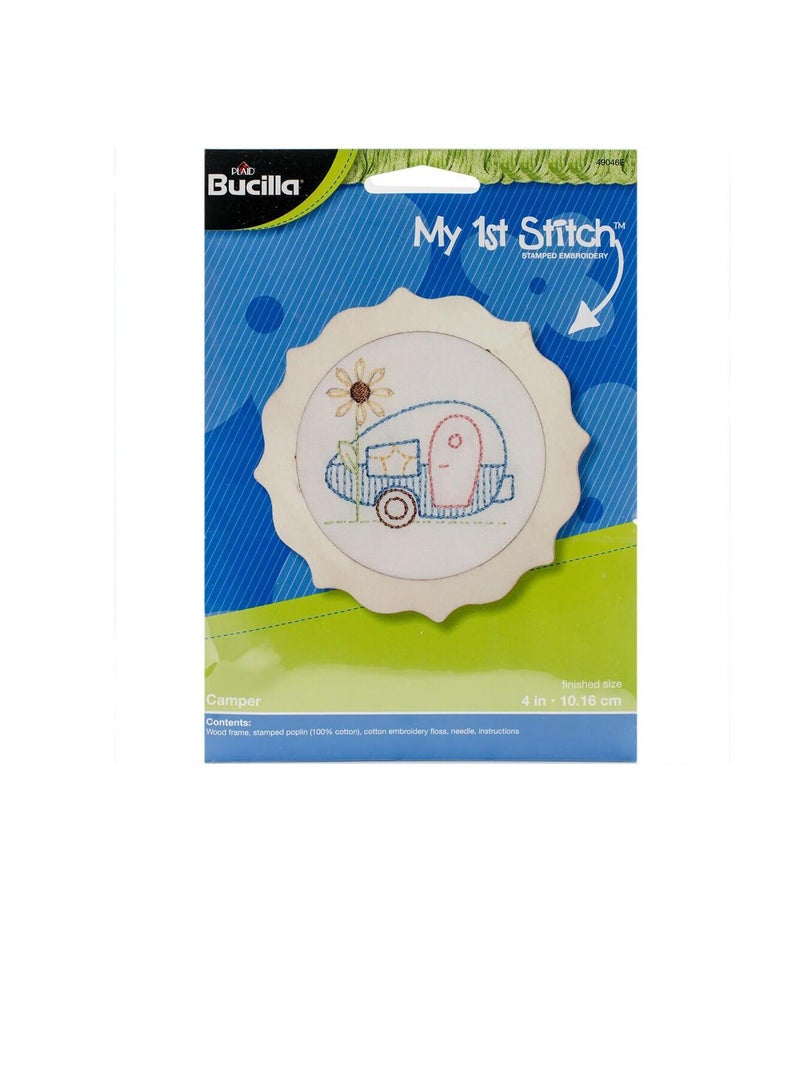 Bucilla Camper Mini Stamped Embroidery Kit 4in Round - Image 2