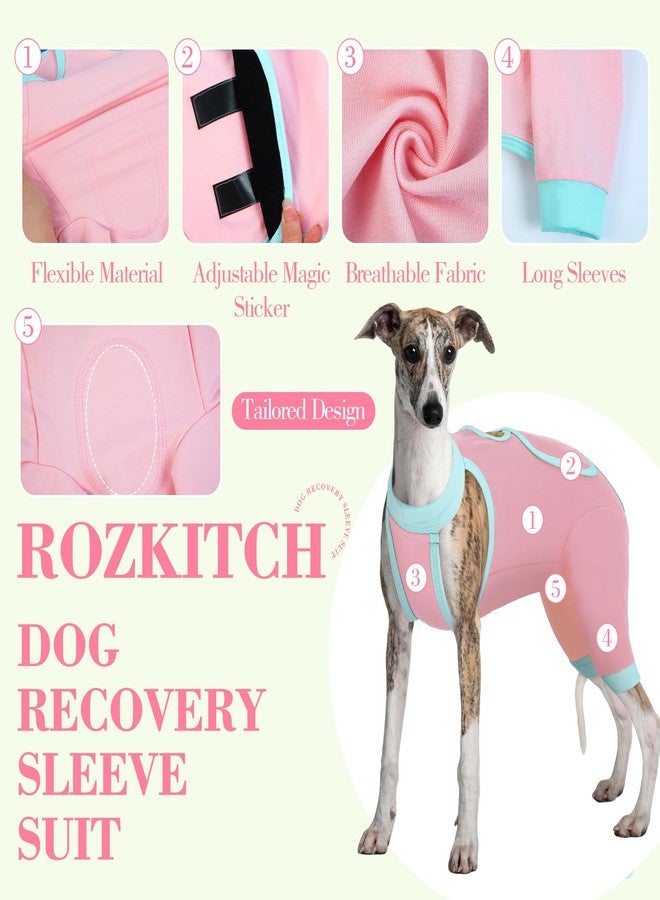 ROZKITCH Dog Surgery Leg Sleeve Rear Legs, Male Female Pet Prevent Licking Wound Elbow Knee Protector, Dog Recovery Suit Cone Collar Alternative Pants Shirt for Wound Heal Wrap Pink M - Image 2