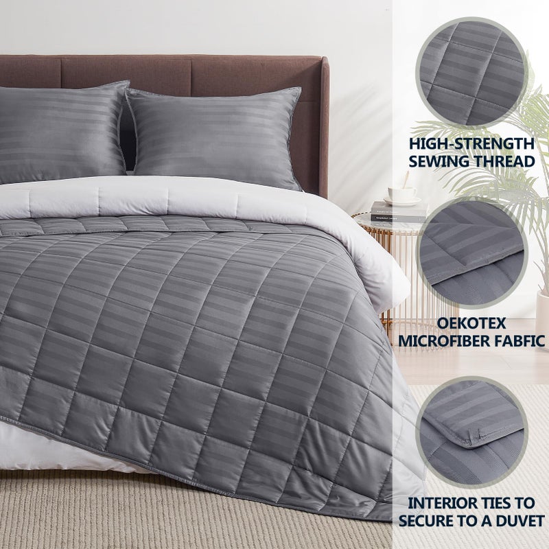 anfie Weighted Blanket Queen/King Size (80"x87" 20lbs),Ultra Soft and Cozy Cooling Weighted Blanket for Adult,Heavy Blanket with Machine Washable Soft Blanket, Stripe Grey - Image 3