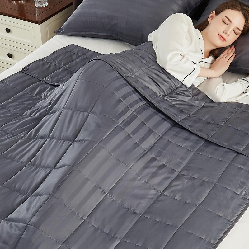 anfie Weighted Blanket Queen/King Size (80"x87" 20lbs),Ultra Soft and Cozy Cooling Weighted Blanket for Adult,Heavy Blanket with Machine Washable Soft Blanket, Stripe Grey - Image 1