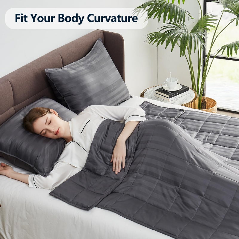 anfie Weighted Blanket Queen/King Size (80"x87" 20lbs),Ultra Soft and Cozy Cooling Weighted Blanket for Adult,Heavy Blanket with Machine Washable Soft Blanket, Stripe Grey - Image 4