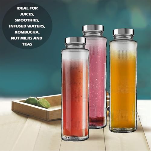 Raawan Glass Water Bottles, Glass Fridge Water Bottle with Steel Cap, Wide mouth Leak proof & detox water bottle glass, water bottle for fridge, fridge bottle -750 ML (2 Bottle) - Image 5