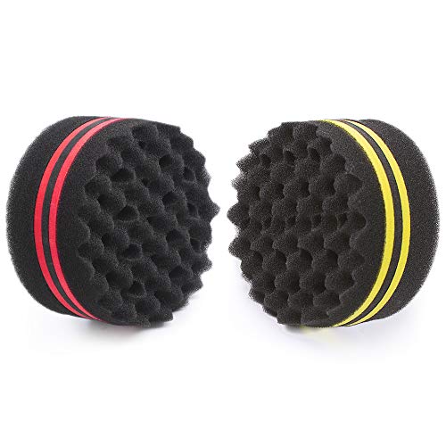 WORGATE Small and Big Hole Hair Sponge for Twist Dreads Locking Afro Curl Brush Barber 2 PCS - Image 1