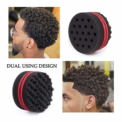 WORGATE Small and Big Hole Hair Sponge for Twist Dreads Locking Afro Curl Brush Barber 2 PCS - Image 4