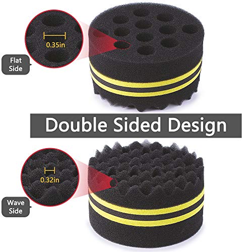 WORGATE Small and Big Hole Hair Sponge for Twist Dreads Locking Afro Curl Brush Barber 2 PCS - Image 3
