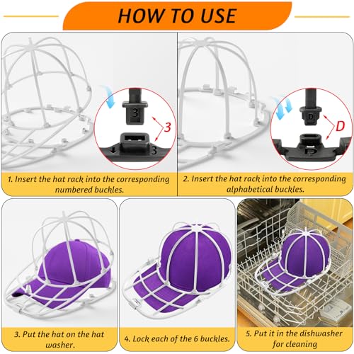 Haiou Hat Washers Cap Washers for Washing Machine, Hat Cleaning Shaper Protector Fit for Adult and Kid's Baseball Caps, White - Image 4