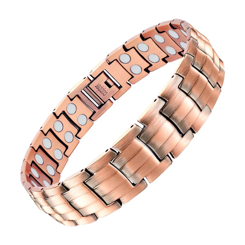 JEROOT Copper Magnetic Bracelets for Men, Pure Titanium Bracelet (3500Gauss Per Magnet), Men's Bracelet Lymphatic Jewelry Gifts - Image 1