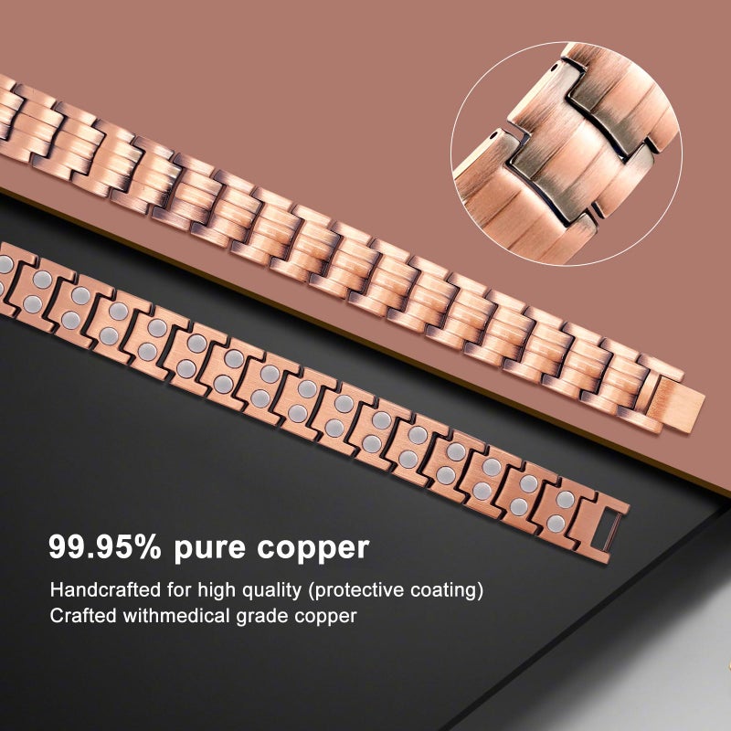 JEROOT Copper Magnetic Bracelets for Men, Pure Titanium Bracelet (3500Gauss Per Magnet), Men's Bracelet Lymphatic Jewelry Gifts - Image 5