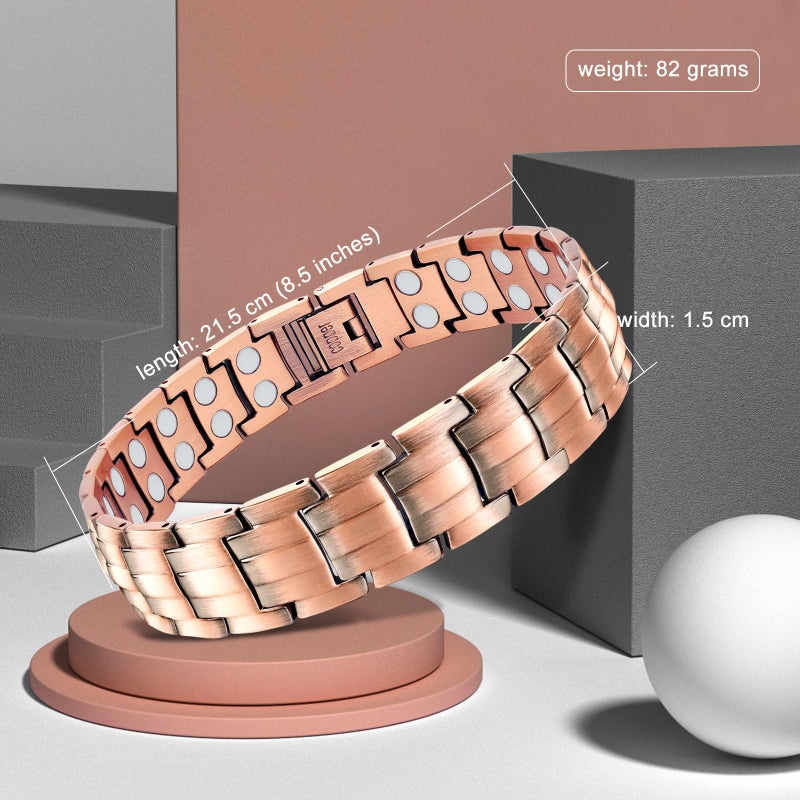 JEROOT Copper Magnetic Bracelets for Men, Pure Titanium Bracelet (3500Gauss Per Magnet), Men's Bracelet Lymphatic Jewelry Gifts - Image 3