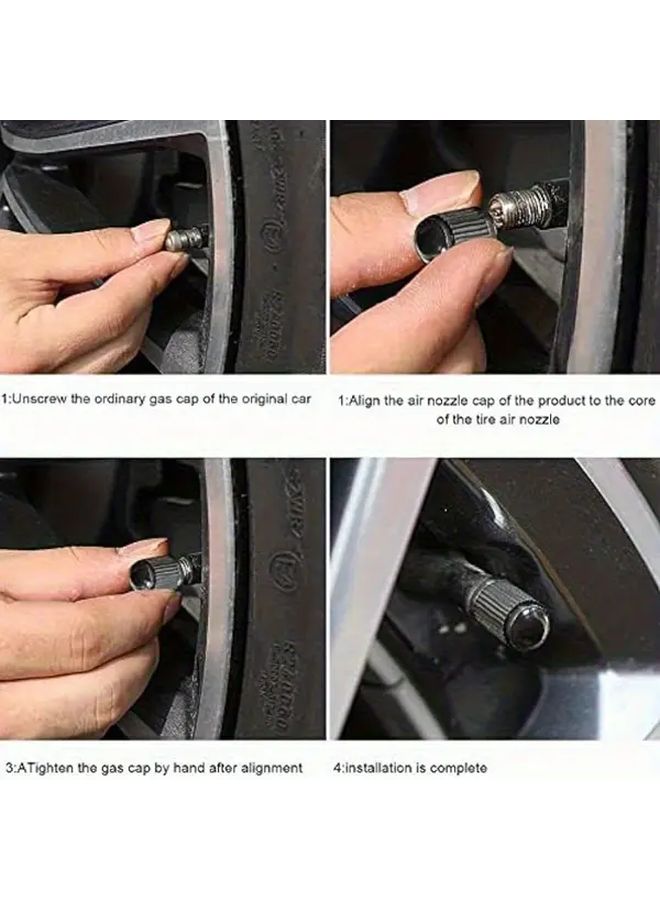 Black Tire Valve Stem Caps 24 Pack With Sealing Rings Durable Aluminum Black Red Accent - Image 4