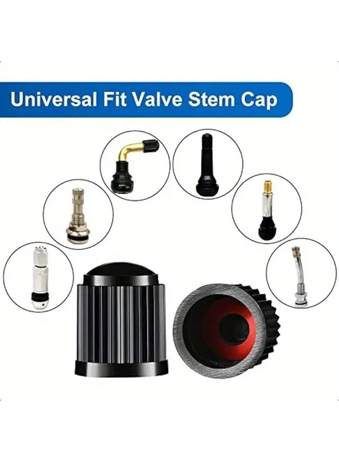 Black Tire Valve Stem Caps 24 Pack With Sealing Rings Durable Aluminum Black Red Accent - Image 3