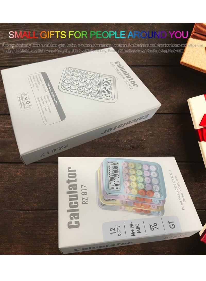 1 pcs Colorful Candy Calculator,Mechanical Calculator Cute 12 Digit Large LCD Display Big Round on Calculator,Easy to Press,for School Office Business Home,Automatic Sleep - Image 4