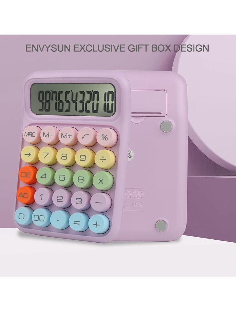 1 pcs Colorful Candy Calculator,Mechanical Calculator Cute 12 Digit Large LCD Display Big Round on Calculator,Easy to Press,for School Office Business Home,Automatic Sleep - Image 3