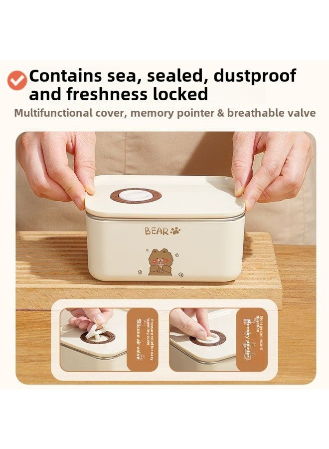 Fresh-keeping Box Lunch Box Special 304 For Office Workers Microwave Heating Stainless Steel Lunch Box With Rice Lightweight Xiong Da-Specifications:Brown Bear -Color: Two Packs + Tableware + Thermal Bag  - Image 5