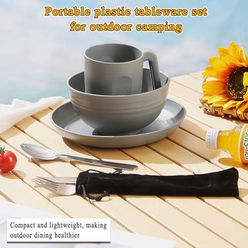 ReaNea Camping Utensils, Reanea Camping Mess Kit for Travel, Camping, Picnic, Outdoor, Camping Gear Include Knife, Spoon, Fork Cutlery Set, Cup, Bowl, Plate, Camping Essentials for 1 - Image 3