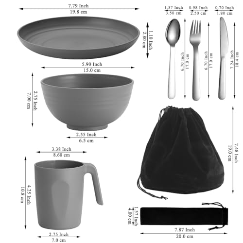 ReaNea Camping Utensils, Reanea Camping Mess Kit for Travel, Camping, Picnic, Outdoor, Camping Gear Include Knife, Spoon, Fork Cutlery Set, Cup, Bowl, Plate, Camping Essentials for 1 - Image 2