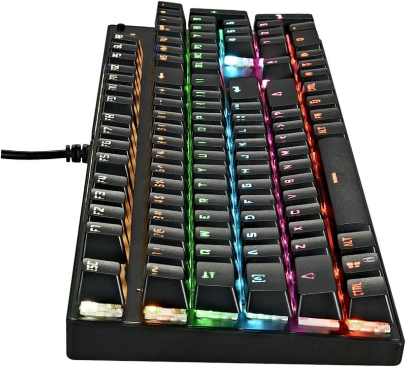 لوحة مفاتيح OSALADI الميكانيكية بإضاءة RGB خلفية، لوحة مفاتيح ألعاب سلكية عبر USB 104 مفتاح باللون الأسود - Image 1
