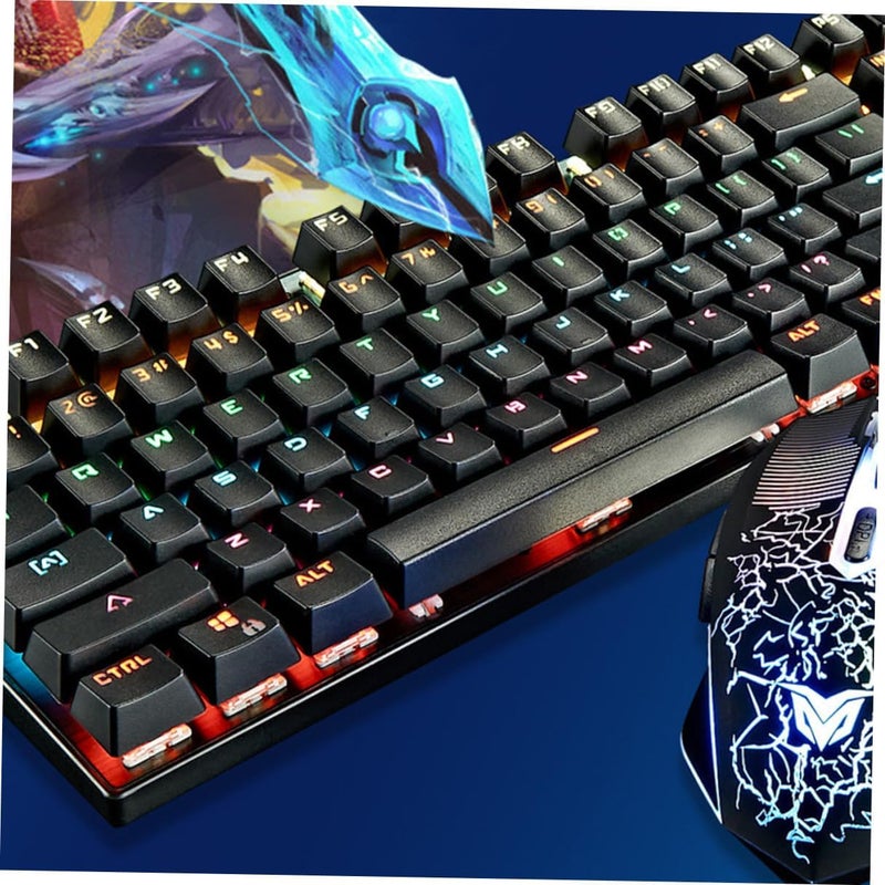 لوحة مفاتيح OSALADI الميكانيكية بإضاءة RGB خلفية، لوحة مفاتيح ألعاب سلكية عبر USB 104 مفتاح باللون الأسود - Image 5