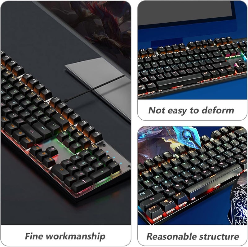 لوحة مفاتيح OSALADI الميكانيكية بإضاءة RGB خلفية، لوحة مفاتيح ألعاب سلكية عبر USB 104 مفتاح باللون الأسود - Image 3