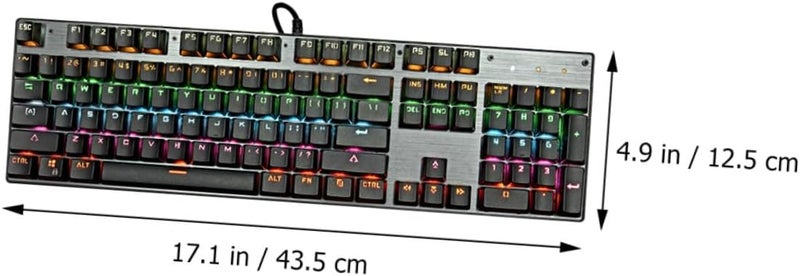 لوحة مفاتيح OSALADI الميكانيكية بإضاءة RGB خلفية، لوحة مفاتيح ألعاب سلكية عبر USB 104 مفتاح باللون الأسود - Image 2