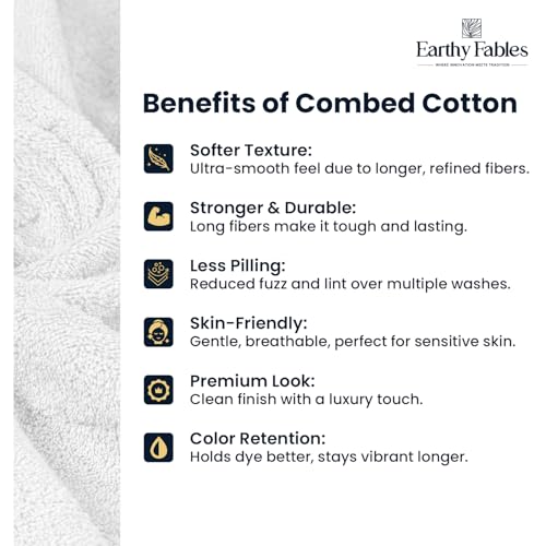 Earthy Fables Premium Bath Towel - 100% Combed Cotton, 600 GSM, Ultra Soft, Quick Dry and Highly Absorbent for Home, Travel and Acne-Prone Skin, 140 x 70 cm, White - Image 5