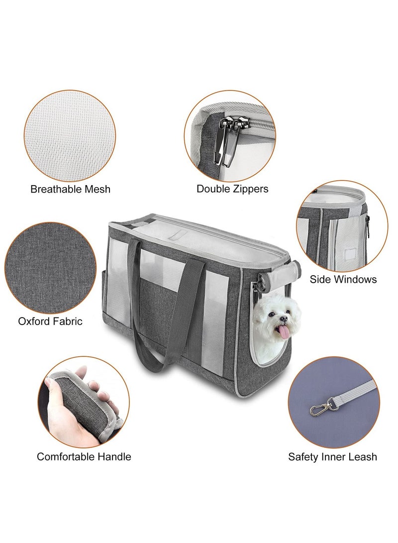 SYOSI Pet Carrier Bag, Hand Bag for Cats, Portable Pet Travel Carrier Dogs Cats Puppies Carriers Bags with Safety Hook, Cushioned Base, Breathable Mesh- Grey (S)  - Image 2