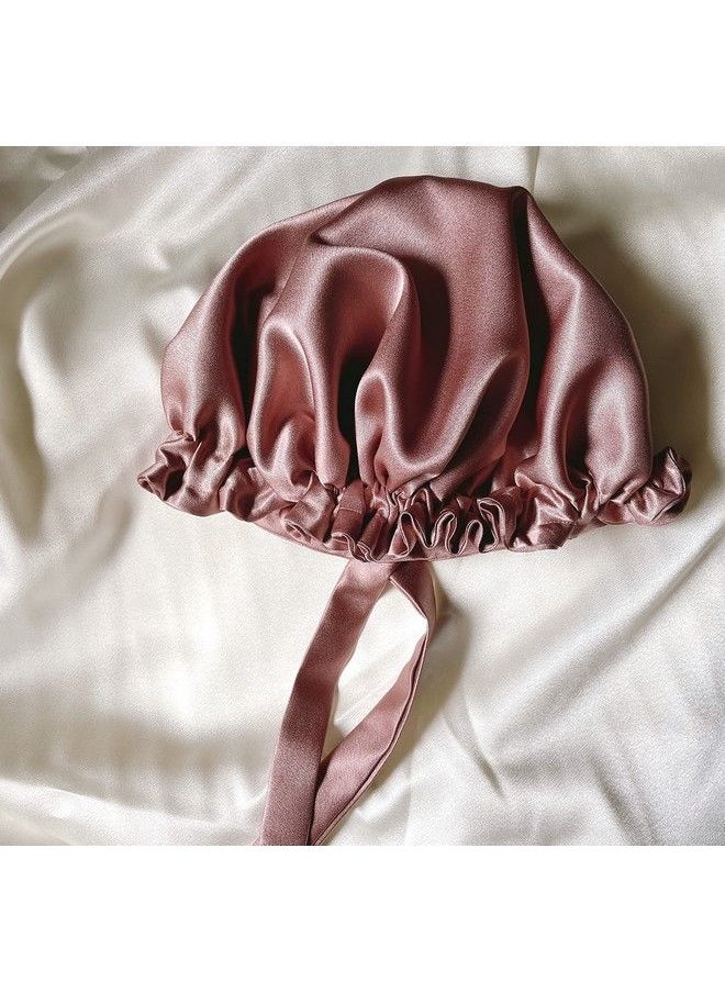 Mueras - Satin Silk Hair Bonnet Reversible Sleep Cap With Adjustable Tie Band For Women Or Girls Pack Of 1 (Dust Rose) - Image 1