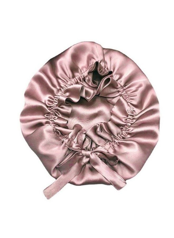 Mueras - Satin Silk Hair Bonnet Reversible Sleep Cap With Adjustable Tie Band For Women Or Girls Pack Of 1 (Dust Rose) - Image 1