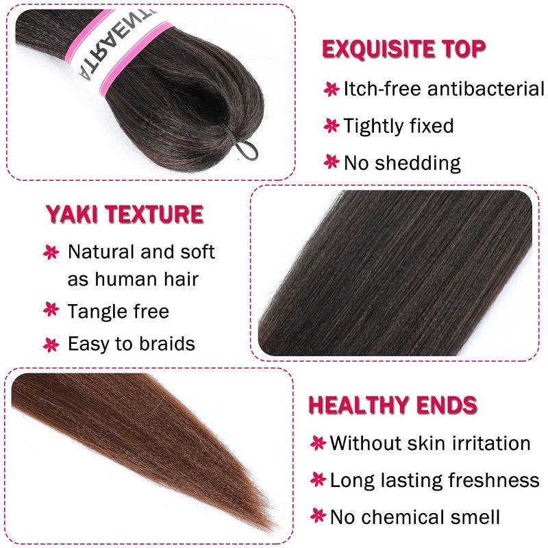 ATRAENTE Pre Stretched Braiding Hair,18 Inch 8 Packs Ombre Braiding Hair, Two Tone Yaki Texture Prestretched Crochet Braids Professional Synthetic Hair Extension Itch Free Hot Water Setting (18" T1B/30#) - Image 3