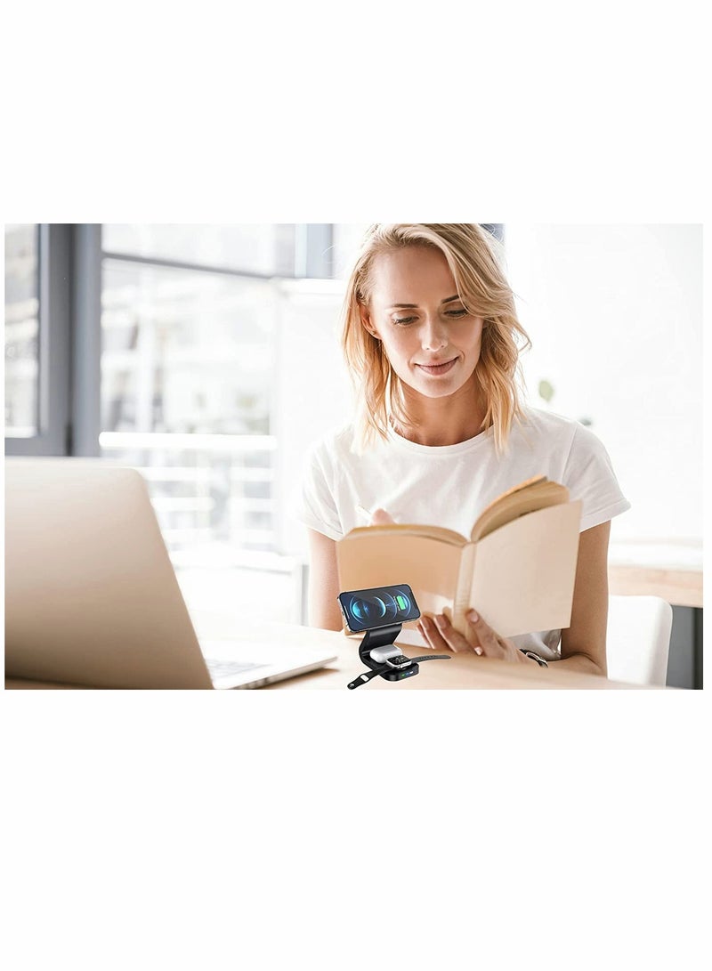 Excefore Wireless Charger 3 in 1 Wireless Charging Station Magnetic Qi Certified Fast Charging Stand for 13/13 Pro/13 Pro Max/13 mini/12/12 Pro Max/11/X for iWatch SE/6/5/4/3/2(with Adapter) - Image 4