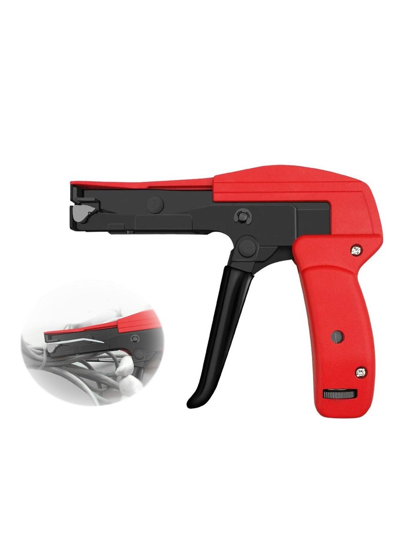 SYOSI Cable Tie Gun, Ergonomic Hand Operated Zip Tie Gun [Premium], Sharp and Wear Resistant, Cable Wire Fastening and Cut-Off Tie Tool, Special for Cut Plastic Nylon Ties, Red, 6.3 Inches Length  - Image 1
