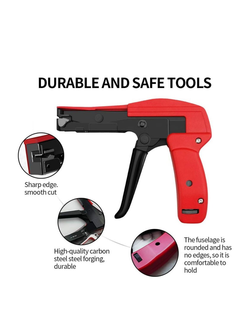 SYOSI Cable Tie Gun, Ergonomic Hand Operated Zip Tie Gun [Premium], Sharp and Wear Resistant, Cable Wire Fastening and Cut-Off Tie Tool, Special for Cut Plastic Nylon Ties, Red, 6.3 Inches Length  - Image 5