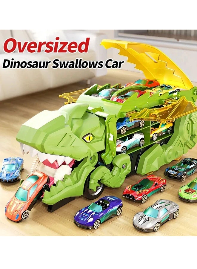 ألعاب الديناصورات للأطفال من عمر 2 إلى 4 سنوات، ألعاب للأولاد الصغار، شاحنة حاملة الديناصورات مع 8 مركبات سيارات، ألعاب للأطفال الصغار تعمل بالاحتكاك 1 2 3 4 5 سنوات مع ضوء وامض وصوت - Image 5