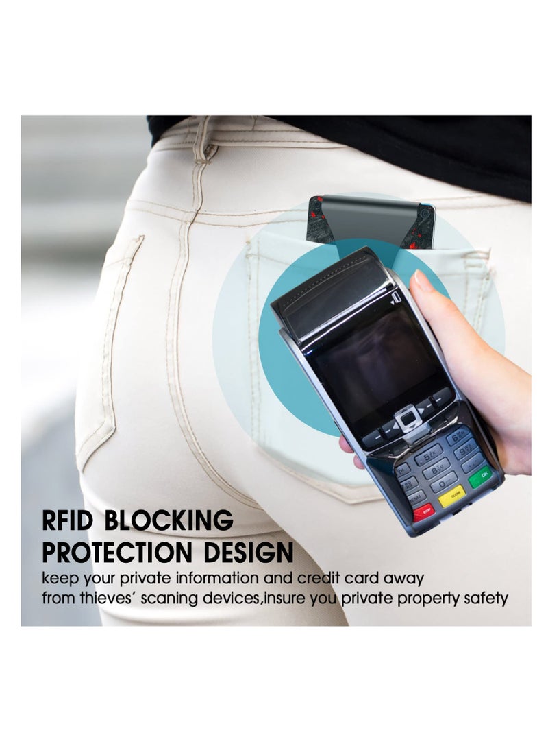 SYOSI مشبك نقود للرجال، محفظة رفيعة بسيطة، حجب RFID للسلامة الخاصة، محفظة جلدية من ألياف الكربون مع صندوق هدايا، حامل بطاقات ائتمان من معدن الألومنيوم، هدايا للرجال  - Image 5