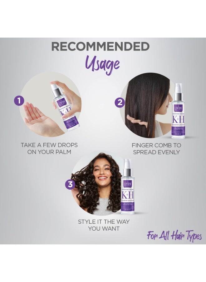 ليفون سيروم ليفون الاحترافي المرطب للنساء والرجال | مع الكيراتين وحمض الهيالورونيك وزيت الزيتون | لشعر أقوى ورطب وخالي من التجعد | خالٍ من البارابين والكبريتات والزيوت المعدنية | لجميع أنواع الشعر | 100 مل - Image 5