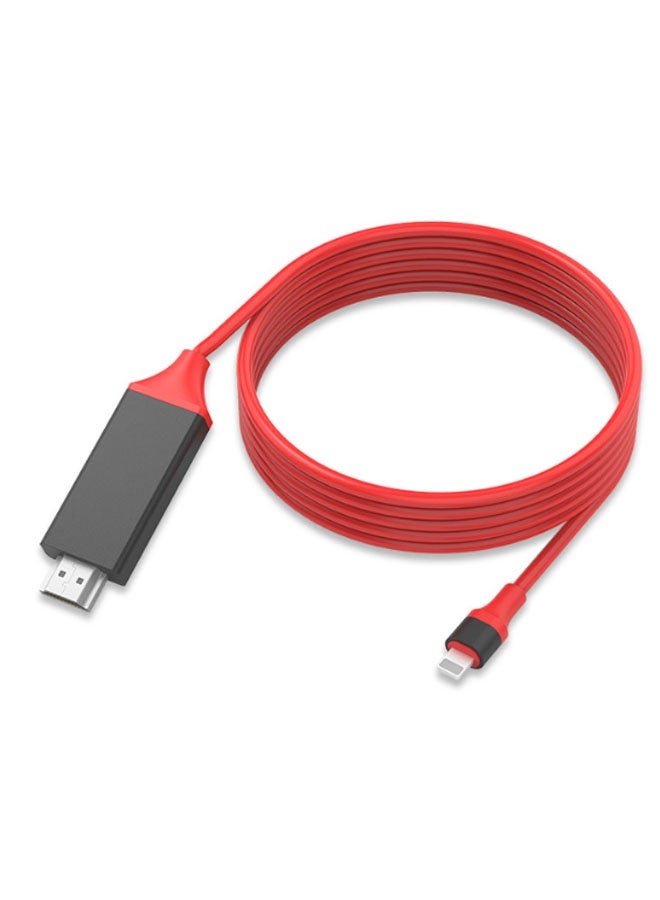 CF 2-meter cable length - suitable for Lightning interface devices to HDMI screen cable, lightning to HDMI high-definition data transmission cable without power supply (red and gray) - Image 1