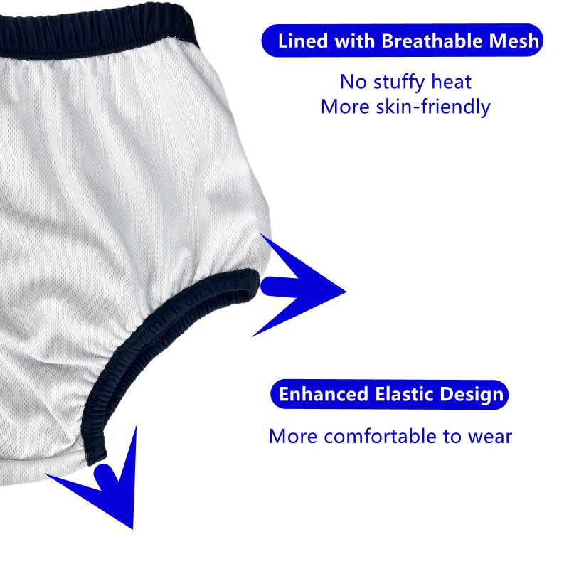 AQX Reusable Adult Swim Diapers Special Needs, Washable Cloth Diapers Leakproof, Swimmers Nappy Trunks Pull Ups for Incontinence Protection Unisex (2XL, Blue) - Image 5