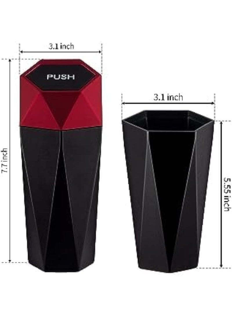 CAZADORA Car Trash Can – Diamond Pattern Portable Car Bin with Automatic Lid for Hands-Free Disposal, Compact & Stylish Red Car Garbage Container, Easy-to-Clean Plastic Interior, Leak-Resistant Liner-Compatible Design, Multi-Use Small Trash Bin for Car, Home & Office, Secure Fit for Cup Holders & Consoles, Anti-Spill & Odor-Minimising Cover, Lightweight 0.16 kg, Dimensions 20×9×9 cm — Practical Car Gadgets & Accessories for Drivers in KSA, Perfect Gift for Commuters, Families, Ride-Share & Taxi Use, Organise Your Vehicle Interior Effortlessly with CAZADORA Quality and Modern Diamond Texture Finish (RED) - Image 3