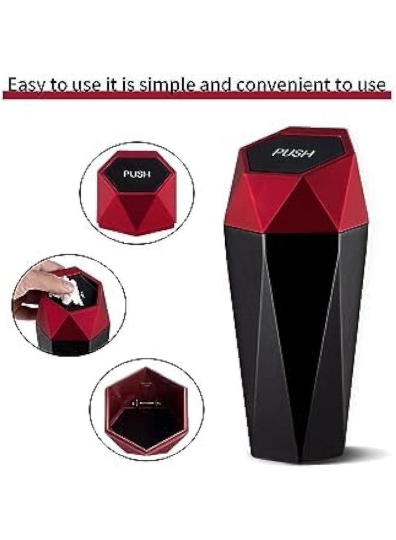 CAZADORA Car Trash Can – Diamond Pattern Portable Car Bin with Automatic Lid for Hands-Free Disposal, Compact & Stylish Red Car Garbage Container, Easy-to-Clean Plastic Interior, Leak-Resistant Liner-Compatible Design, Multi-Use Small Trash Bin for Car, Home & Office, Secure Fit for Cup Holders & Consoles, Anti-Spill & Odor-Minimising Cover, Lightweight 0.16 kg, Dimensions 20×9×9 cm — Practical Car Gadgets & Accessories for Drivers in KSA, Perfect Gift for Commuters, Families, Ride-Share & Taxi Use, Organise Your Vehicle Interior Effortlessly with CAZADORA Quality and Modern Diamond Texture Finish (RED) - Image 5